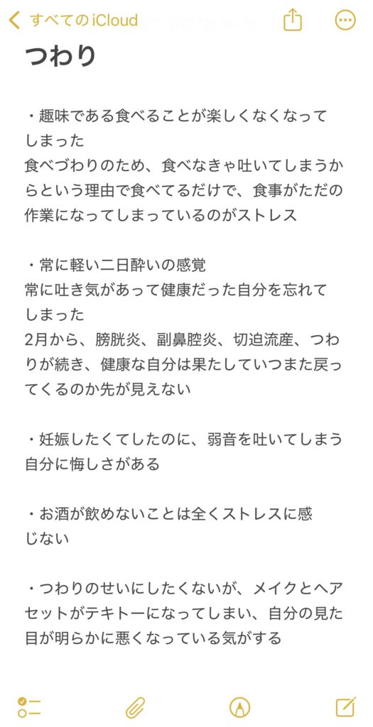 つわりで辛かったころのメモ